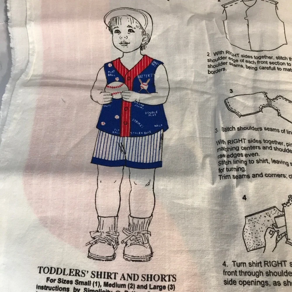 Toddlers Shirt and Shorts Sewing Pattern Simplicity Small‎ Medium Large Baseball